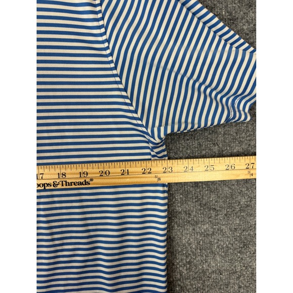 Rhoback Polo Shirt Mens Size Large Blue White Striped Golf Short Sleeve Preppy - Picture 5 of 6